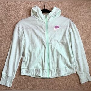 Nike Light Green Hoodie with Purple Logo